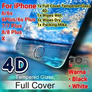 Full Cover Tempered Glass 4D iPhone 6 / 6s / 6 Plus / 6s Plus / 7 / 7 Plus / 8 / 8 Plus / X