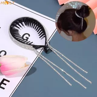 MOILY Female Fringed Rhinestone Jewelry New Hairdressing Styling Tools Rhinestone Fringe Headwear Ponytail Buckle Hair Clip Hair Tie Grasping Clip Round Women Girl Accessories Long Tassel Headband  ?/Multicolor