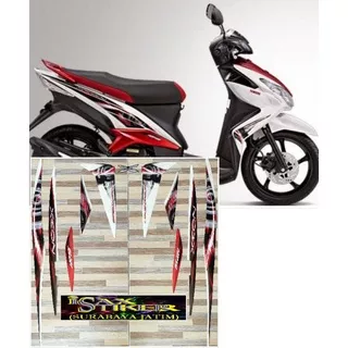 striping original Yamaha Xeon putih merah tahun 2012