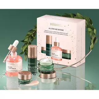 B.I.O.S.S.A.N.C.E Age Defense Set: vitamin C rose oil 30ml, marine eye cream 3ml, lactic serum, omega