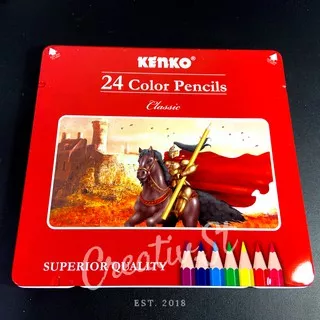 Kenko Tin Case Pensil 24 Warna Kaleng