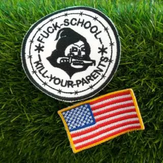 Paket Bordir Tengkorak Bendera Amerika Serikat Emblem Bukan Bet OSIS SMA SMP SMK MAPALA Patch Fashion Kado Anak Ultah Daring Belajar Online