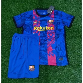 Jersey Kids Barcelona Barca UCL Home 2021 2022 Grade Ori Import Setelan Baju Sepak Bola Anak Fullset Satu Set Usia 3 4 5 6 7 8 9 10 11 Tahun