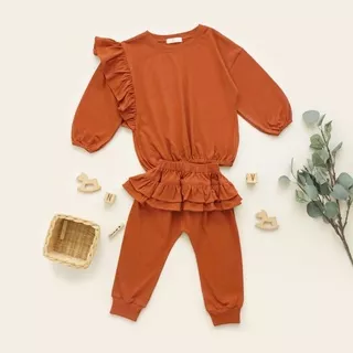 Zora Set Brick Size S | Setelan Anak Perempuan | Setelan Celana Panjang Anak Perempuan