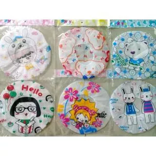 Shower Cap Motif / Penutup Kepala mandi Motif /Waterproof Elastic Lace Shower Bouffant Hair Bath Cap