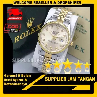Rolex Terlaris - Jam Tangan Rolex Pria Wanita R3890PW Tali Rantai Tanggal Aktif Free Box Rolex & Baterai - Hadiah Kado Ulang Tahun - Bisa COD