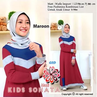 NCR - Busana Muslim Anak Gamis Terbaru Free Pasmina Fit 5-7th Maxi Kids 002