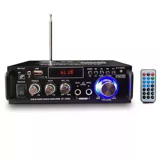 Amplifier Bluetooth EQ USB MP3 FM Radio Karaoke Home Theater 600 Watt with Input 2 Microphone - BT-298A - Black