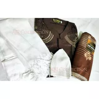 PAKET LEBARAN KOKO  SARUNG SAJADAH WADIMOR BIN AFFAN/baju muslim pria modern/ baju taqwa bordir