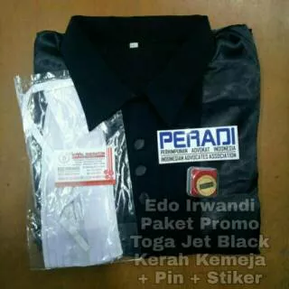 Toga Advokat Pengacara dan Jaksa Bahan Jet Black Gratis Pin PERADI dan Stiker PERADI