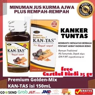 PREMIUM GOLDEN MIX KANTAS MINUMAN JUS KURMA AJWA PLUS REMPAH ISI 150ML Obat Kanker HIV Benjolan Minuman Kurma Herbal Kan Tas ramuan herbal jus kurma rempah