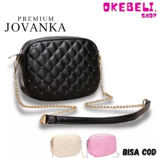 Tas Selempang Wanita Slingbag waistbag slempang bahu sling waist bag jinjing tali rantai fashion wanita cewe cewek korea keren simple simpel elegant elegan warna hitam pink cream polos bisa cod termurah terlaris terbaru murah tali panjang tempat hp p48