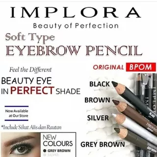 PENSIL ALIS IMPLORA 2 in 1 ORIGINAL dengan sikat soft eye brow pensil Alis / Celak Implora BPOM