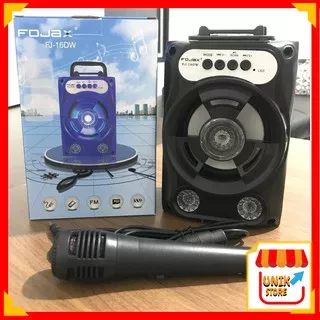 UNIK - S8063 Speaker Bluetooth Tenteng FOJAX FJ-16DW Bahan Kayu Bisa MicKaraoke, Radio, USB