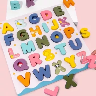 LOVE LEARN BOARD/ MAINAN EDUKASI HURUF ALPHABET ANGKA TIMBUL 3D/PUZZLE HURUF/PUZZLE KAYU