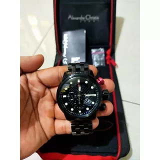 Jam tangan pria Alexandre Christie AC 6163 MC Original Second Like New Full Black