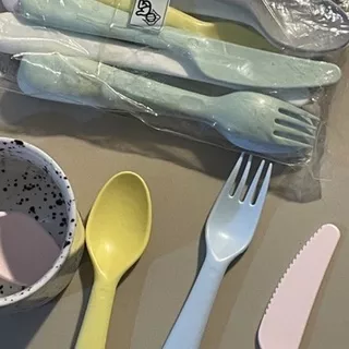 pastel cutlery plastic kids ikea fork knife spoon set alat makan plastik warna anak