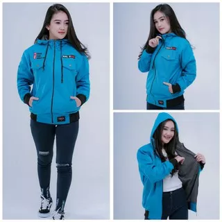 Jaket Parasut Cewek Bolak balik Parka Wanita Anti Air Original blessher hoodie bisa lepas pasang