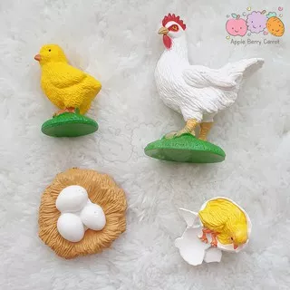 LIFE CYCLE CHICKEN FIGURINE - figurin ayam telor egg hatch chick siklus BUKAN SAFARI LTD bulkbag