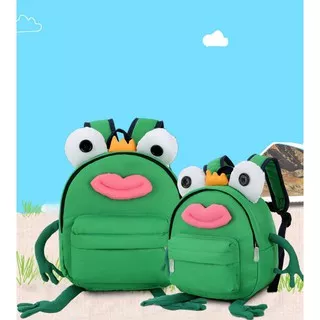 [LOGU] Backpack kodok anak, Tas belakang prince frog anak, Ransel kodok lucu anak