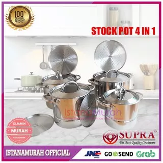 [4 IN 1 STOCK POT] Panci Tinggi SUPRA - DANDANG - Stainless Super Tebal