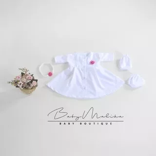 Produk Terbaru Baju Bayi Perempuan Baby Malika Dress Bayi Newborn Aysa Pure White Tyb - 3 - 5 Kg