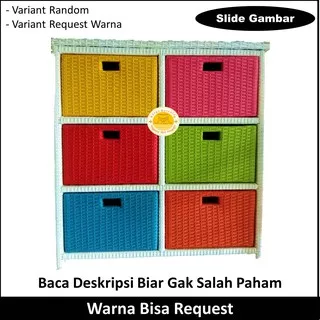 Lemari Rotan 6 Laci - Lemari Laci 6 Bahan Rotan Sintetis - Lemari Anak - Lemari Baju