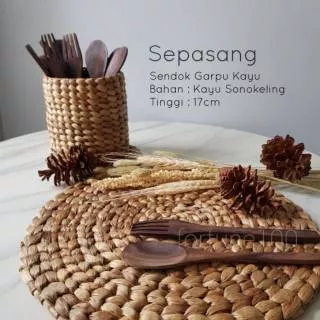 Sendok Garpu Kayu Coklat Bahan Kayu Sonokeling / Dekorasi Aksesoris Fotografi Hiasan Handmade