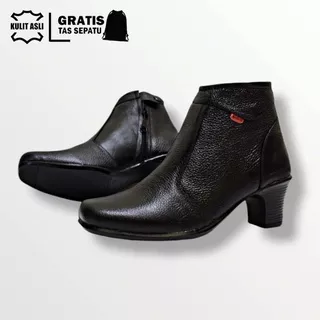 Sepatu Pantofel Boots Zipper Sleting Wanita KicKers Kulit Sapi Asli