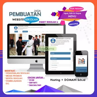 Jasa Pembuatan Website Sekolah Modern dan Responsive Free Domain SCH ID (Paket Sekolah 3)