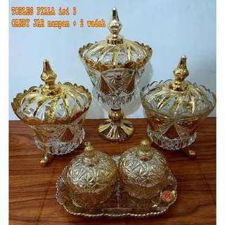 Toples Kristal Gold 1 Set 6/ Toples Capodimonte kristal/ Tempat Permen kristal