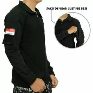 Combat shirt hitam - baju kaos tactical hitam - bdu hitam