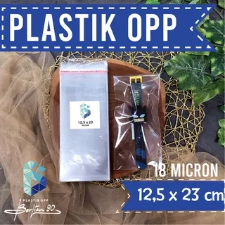 Plastik OPP 12,5 X 23 CM 18 MIC 100LBR / PLASTIK KEMASAN SOUVENIR AKSESORIS BENING ISI 100 LEMBAR