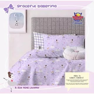 Sprei Katun Lokal Premium / Sprei Karakter Anak Perempuan / Sprei Anak Katun Lokal / Sprei Anak Perempuan Cewek / Sprei Graceful Ballerina Ungu dan Pink / Sprei Homemade / Sprei Bintang Kecil / Sprei Ready ukuran 90/100/120/140/160/180/200