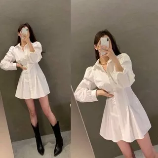 MINI DRESS KOREA KEKINIAN TERMURAH TERLARIS - MARVEL KOREAN STYLE VINTAGE MINI DRESS SHIRT CASUAL LOOK