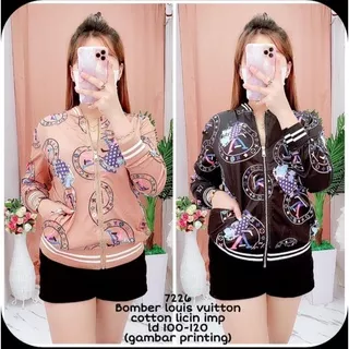 As10111 Jaket scuba printing bunga guci lv impor