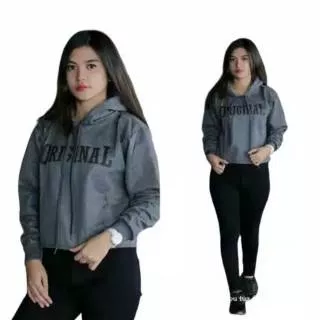 Atasan sweater hoodie crop original abu hdnystore