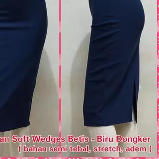 ? Rok Span Soft Wedges Betis - Biru Dongker | Skirt Midi 7/8 Kerja Blue ?