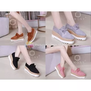 SEPATU WEDGES EMoRY WANITA KERJA PESTA FASHION MURAH CASUAL MODIS HITAM ABU PINK TAN