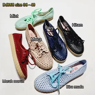 Jelly shoes sepatu sneakers bara bara jelly kets tali cewek wanita import barabara dd668