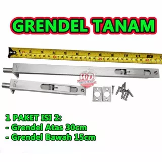 GRENDEL PINTU TANAM / GRENDEL TANAM PINTU DOBEL 1SET ISI 2 (ATAS+BAWAH)