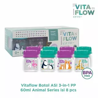 VITAFLOW Botol ASI 3in1 PP 60ml 1 Paket 8 pcs - Animal Series