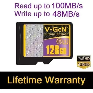 Micro SD VGen 128GB Class 10 TURBO | microSD HC V-Gen 128 GB Class10