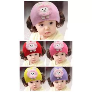 topi wig bayi anak perempuan rambut palsu sheep