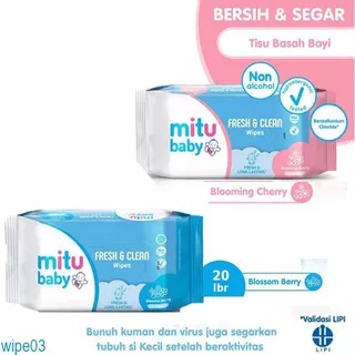 Mitu Baby Fresh & Clean Wipes 20s tisu basah mitu -PROMO MITU BABY WIPES 20S -TISU BASAH MITU WIPE03