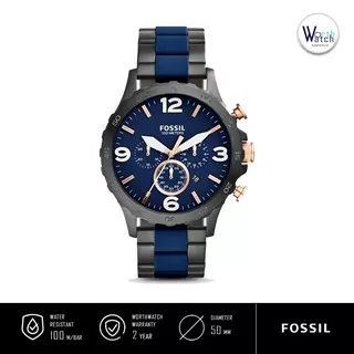 Jam Tangan Pria Unik Fossil JR1494 JR 1494 Chronograph Black Blue Stainless Steel Original