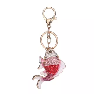 SIY  Lovely Carp Fish Keyring Rhinestone Charm Pendant Purse Handbag Key Chain Ring