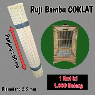 jeruji sangkar burung kerajinan bambu ruji kandang manuk warna coklat panjang 60 cm