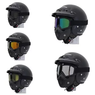 Helm Cargloss Retro Hitam Doff Paket Goggle mask