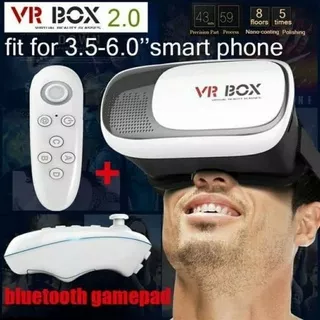 Kacamata Virtual 3D VR-Box 2.0 + Remote Bluetooth VR JoyStick